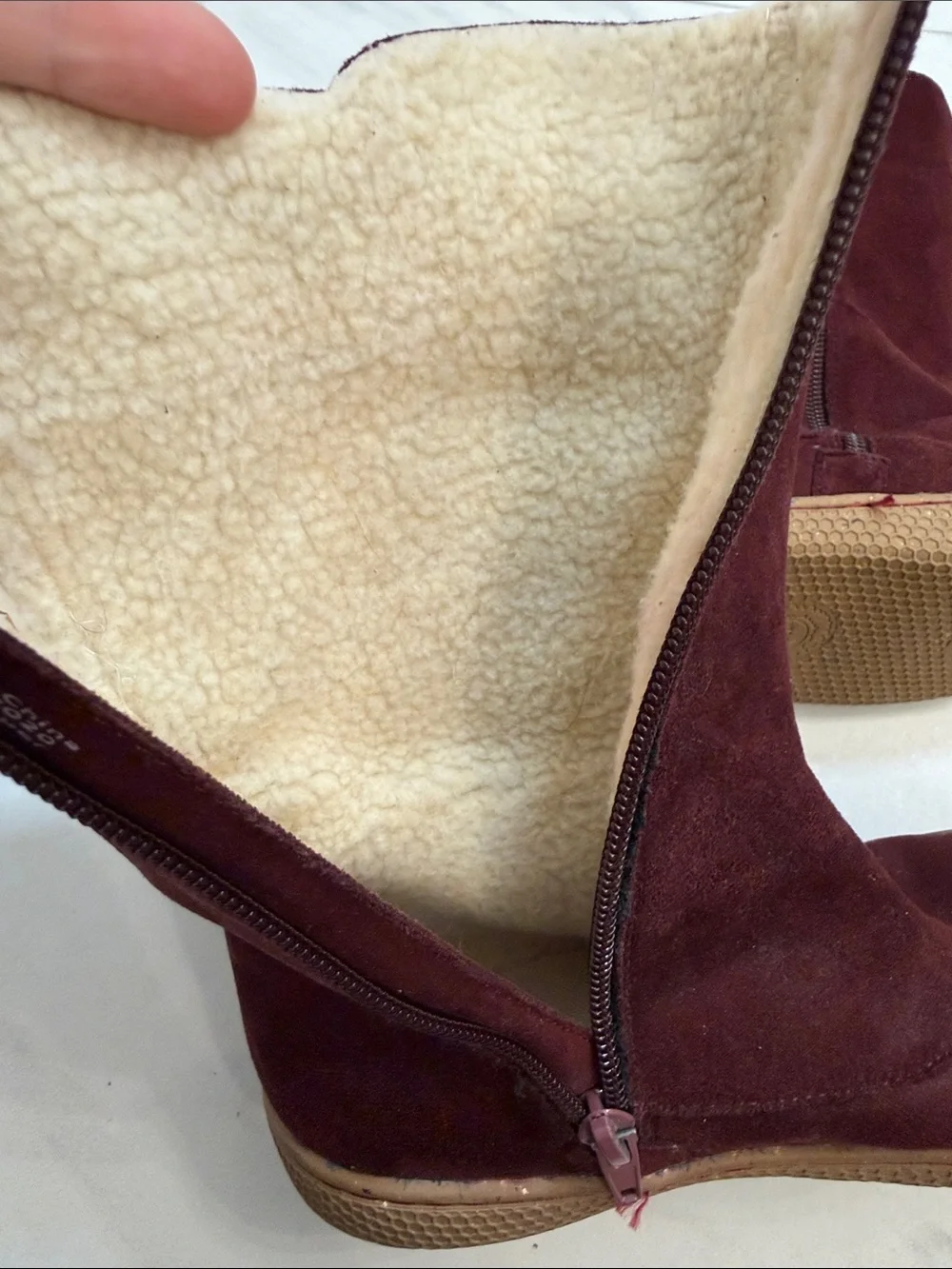 Livie & Luca Burgundy Suede Bow-Accent Kids Boots